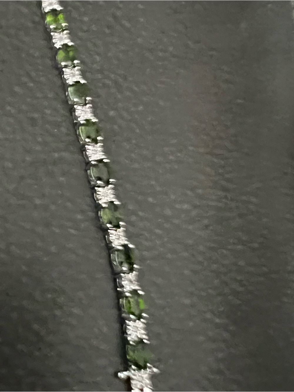 Green Stone Tennis Bracelet - Women Jewelry lab created emeralds tiny diamonds - Picture 3 of 11